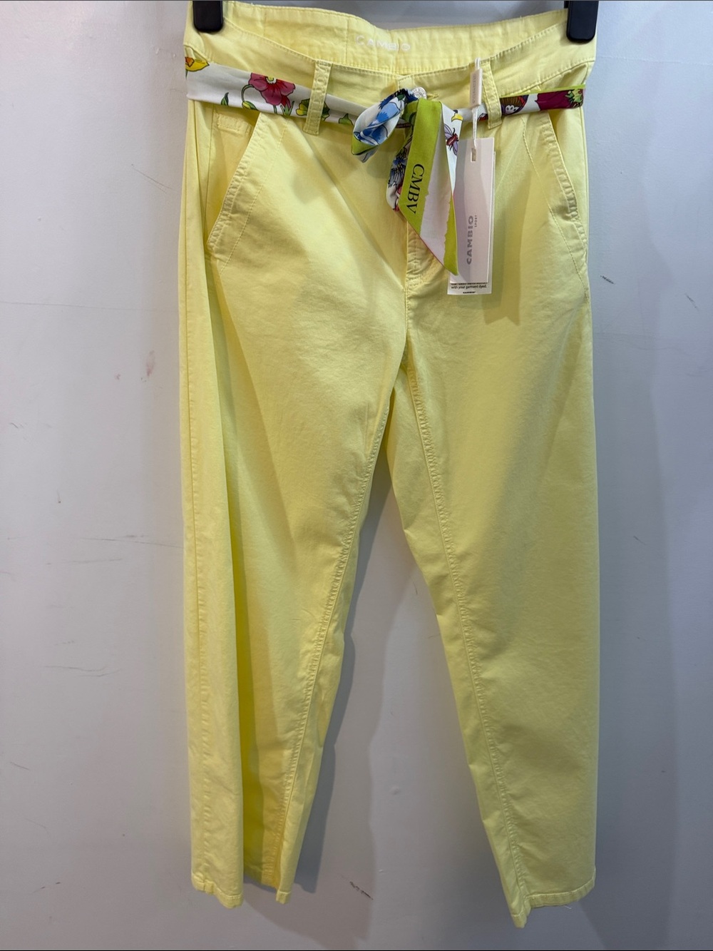 Cambio 7666047102  ORIA yellow Pant with Printed Scarf Belt